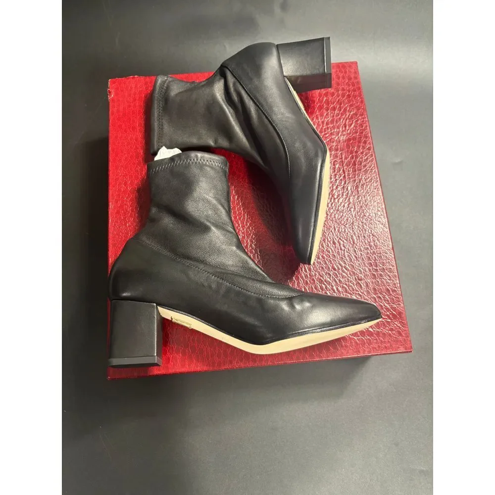 Tamara Mellon NIB Caress Ankle 55‎ Leather Stretch Nappa Boots Black EU 35/US5